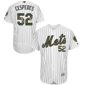 Wholesale Cheap Mets #52 Yoenis Cespedes White(Blue Strip) Flexbase Authentic Collection Memorial Day Stitched MLB Jersey