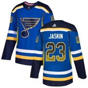 Wholesale Cheap Adidas Blues #23 Dmitrij Jaskin Blue Home Authentic Drift Fashion Stitched NHL Jersey