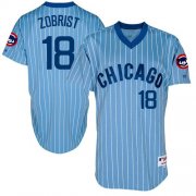 Wholesale Cheap Cubs #18 Ben Zobrist Blue(White Strip) Cooperstown Throwback Stitched MLB Jersey