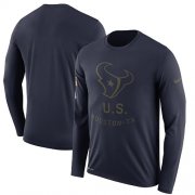 Wholesale Cheap Men's Houston Texans Nike Navy Salute to Service Sideline Legend Performance Long Sleeve T-Shirt