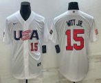 Cheap Men's USA Baseball #15 Bobby Witt Jr Number 2023 White World Baseball Classic Replica Stitched Jersey