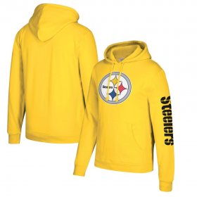 Wholesale Cheap Pittsburgh Steelers Mitchell & Ness Classic Team Pullover Hoodie Gold