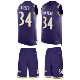 Wholesale Cheap Nike Ravens #34 Anthony Averett Purple Team Color Men\'s Stitched NFL Limited Tank Top Suit Jersey