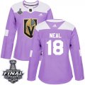 Wholesale Cheap Adidas Golden Knights #18 James Neal Purple Authentic Fights Cancer 2018 Stanley Cup Final Women's Stitched NHL Jersey