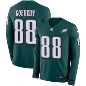 Wholesale Cheap Nike Eagles #88 Dallas Goedert Midnight Green Team Color Men\'s Stitched NFL Limited Therma Long Sleeve Jersey
