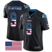 Wholesale Cheap Nike Lions #9 Matthew Stafford Black Men's Stitched NFL Limited Rush USA Flag Jersey