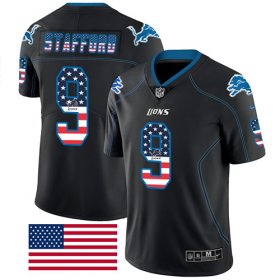 Wholesale Cheap Nike Lions #9 Matthew Stafford Black Men\'s Stitched NFL Limited Rush USA Flag Jersey