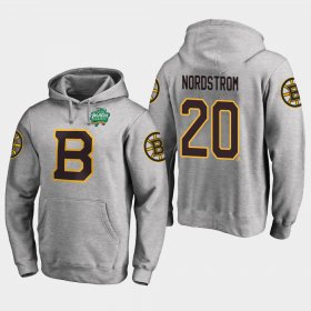 Wholesale Cheap Bruins #20 Joakim Nordstrom Gray 2018 Winter Classic Fanatics Primary Logo Hoodie