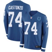 Wholesale Cheap Nike Colts #74 Anthony Castonzo Royal Blue Team Color Men's Stitched NFL Limited Therma Long Sleeve Jersey