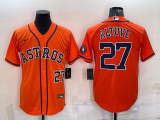 Wholesale Cheap Men's Houston Astros #27 Jose Altuve Number Orange With Patch Stitched MLB Cool Base Nike Jersey