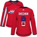 Wholesale Cheap Adidas Capitals #8 Alex Ovechkin Red Home Authentic USA Flag Women's Stitched NHL Jersey
