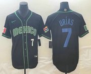 Cheap Men's Mexico Baseball #7 Julio Urias Number 2023 Black Blue World Classic Stitched Jersey2