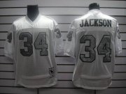 Wholesale Cheap Mitchell and Ness Raiders #34 Bo Jackson White Silver No. Stitched NFL Jersey