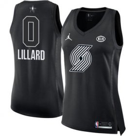 Wholesale Cheap Nike Portland Trail Blazers #0 Damian Lillard Black Women\'s NBA Jordan Swingman 2018 All-Star Game Jersey