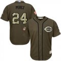 Wholesale Cheap Reds #24 Tony Perez Green Salute to Service Stitched MLB Jersey