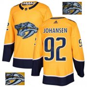 Wholesale Cheap Adidas Predators #92 Ryan Johansen Yellow Home Authentic Fashion Gold Stitched NHL Jersey