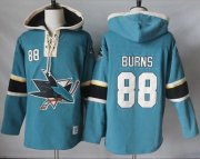 Wholesale Cheap Sharks #88 Brent Burns Teal Pullover Hoodie Stitched NHL Jersey