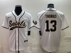 Wholesale Cheap Men\'s New Orleans Saints #13 Michael Thomas White With Patch Cool Base Stitched Baseball Jersey