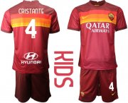 Wholesale Cheap Youth 2020-2021 club Roma home 4 red Soccer Jerseys