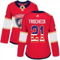 Wholesale Cheap Adidas Panthers #21 Vincent Trocheck Red Home Authentic USA Flag Women's Stitched NHL Jersey
