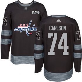 Wholesale Cheap Adidas Capitals #74 John Carlson Black 1917-2017 100th Anniversary Stitched NHL Jersey