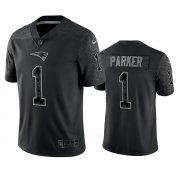 Wholesale Cheap Men's New England Patriots #1 DeVante Parker Black Reflective Limited Stitched Football Jersey