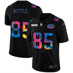 Cheap San Francisco 49ers #85 George Kittle Men\'s Nike Multi-Color Black 2020 NFL Crucial Catch Vapor Untouchable Limited Jersey