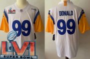 Wholesale Cheap Women's Los Angeles Rams #99 Aaron Donald Limited White Alternate 2022 Super Bowl LVI Bound Vapor Jersey