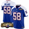 Cheap Men's Buffalo Bills #58 Matt Milano Blue White 2023 F.U.S.E. AFC East Champions With 4-star C Ptach Football Stitched Jersey