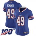 Wholesale Cheap Nike Bills #49 Tremaine Edmunds Royal Blue Team Color Women's Stitched NFL 100th Season Vapor Limited Jersey