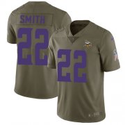 Wholesale Cheap Nike Vikings #22 Harrison Smith Olive Men's Stitched NFL Limited 2017 Salute to Service Jersey