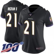 Wholesale Cheap Nike Ravens #21 Mark Ingram II Black Alternate Women's Stitched NFL 100th Season Vapor Limited Jersey