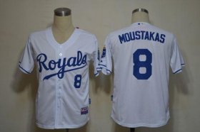 Wholesale Cheap Royals #8 Mike Moustakas White Cool Base Stitched MLB Jersey