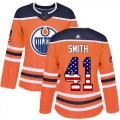 Wholesale Cheap Adidas Oilers #41 Mike Smith Orange Home Authentic USA Flag Women's Stitched NHL Jersey