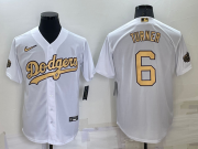 Wholesale Men's Los Angeles Dodgers #6 Trea Turner White 2022 All Star Stitched Cool Base Nike Jersey