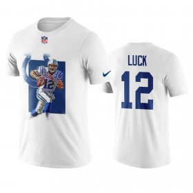 Wholesale Cheap Indianapolis Colts #12 Andrew Luck White Men\'s Player Graphic Powerhouse T-Shirt