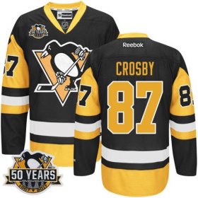 Wholesale Cheap Penguins #87 Sidney Crosby Black Alternate 50th Anniversary Stitched NHL Jersey