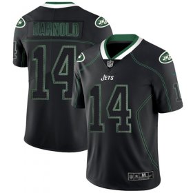 Wholesale Cheap Nike Jets #14 Sam Darnold Lights Out Black Men\'s Stitched NFL Limited Rush Jersey