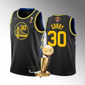 Wholesale Cheap Men\'s Golden State Warriors #30 Stephen Curry Black 2022 NBA Finals Champions Stitched Jersey