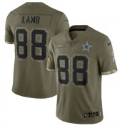 Wholesale Cheap Men's Dallas Cowboys #88 CeeDee Lamb 2022 Olive Salute To Service Limited Stitched Jersey