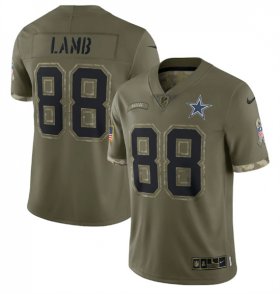 Wholesale Cheap Men\'s Dallas Cowboys #88 CeeDee Lamb 2022 Olive Salute To Service Limited Stitched Jersey