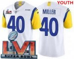 Wholesale Cheap Youth Los Angeles Rams #40 Von Miller Limited White Alternate 2022 Super Bowl LVI Bound Vapor Jersey