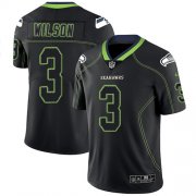 Wholesale Cheap Nike Seahawks #3 Russell Wilson Lights Out Black Men's Stitched NFL Limited Rush Jersey