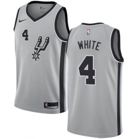 Wholesale Cheap Men\'s Nike San Antonio Spurs #4 Derrick White Silver Basketball Swingman Statement Edition Jersey