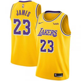Wholesale Cheap Nike Los Angeles Lakers #23 LeBron James Gold NBA Swingman Icon Edition Jersey