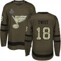 Wholesale Cheap Adidas Blues #18 Tony Twist Green Salute to Service Stanley Cup Champions Stitched NHL Jersey