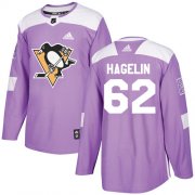 Wholesale Cheap Adidas Penguins #62 Carl Hagelin Purple Authentic Fights Cancer Stitched NHL Jersey