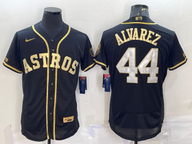 Wholesale Cheap Men\'s Houston Astros #44 Yordan Alvarez Black Gold Flex Base Stitched Jersey