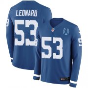 Wholesale Cheap Nike Colts #53 Darius Leonard Royal Blue Team Color Men's Stitched NFL Limited Therma Long Sleeve Jersey