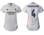 Wholesale Cheap Women 2020-2021 Real Madrid home aaa version 4 white Soccer Jerseys